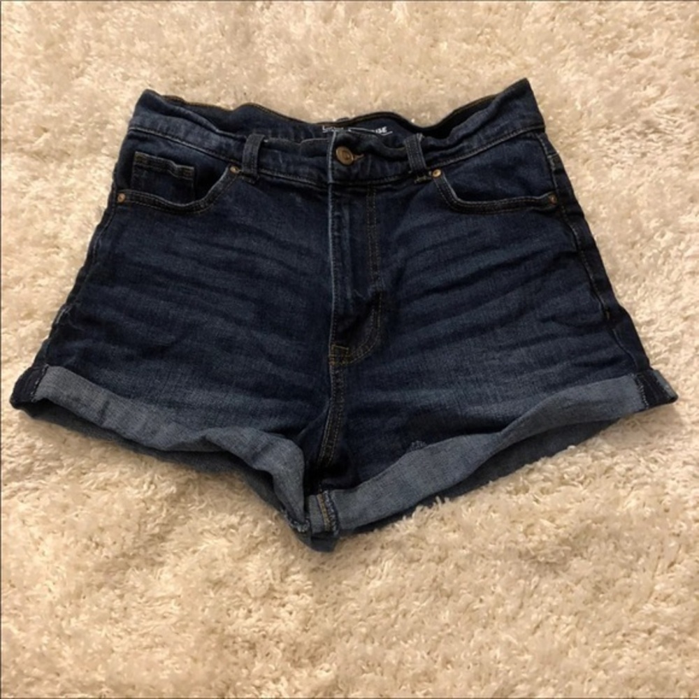 No Boundaries Shorts Women Junior Size 9 High Rise Jeans Dark Wash Denim